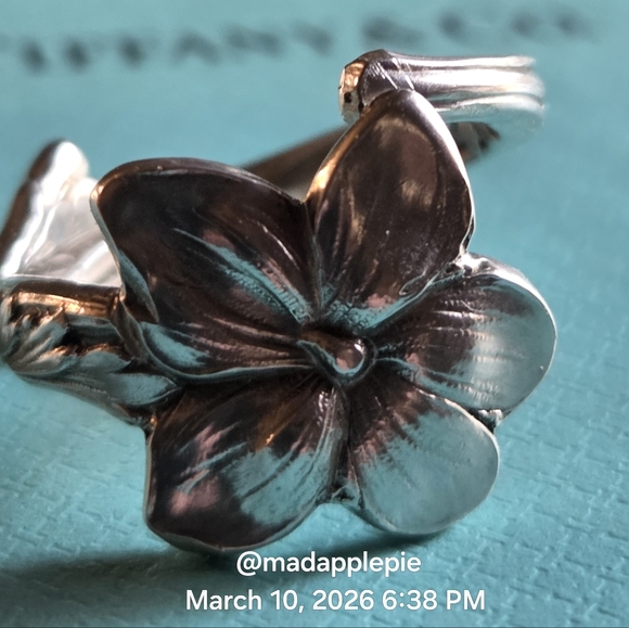 1885 Tiffany & Co. Violet Spoon Ring In Sterling Sulver Luxury Flower #68 - Picture 2 of 15